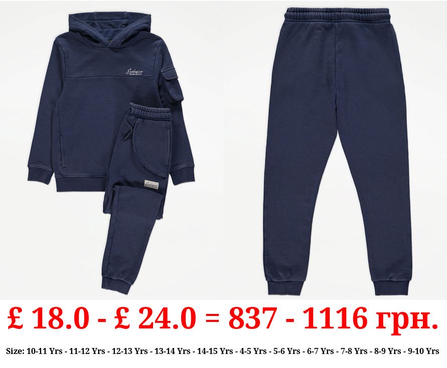 Navy Washed Hoodie and Joggers Outfit