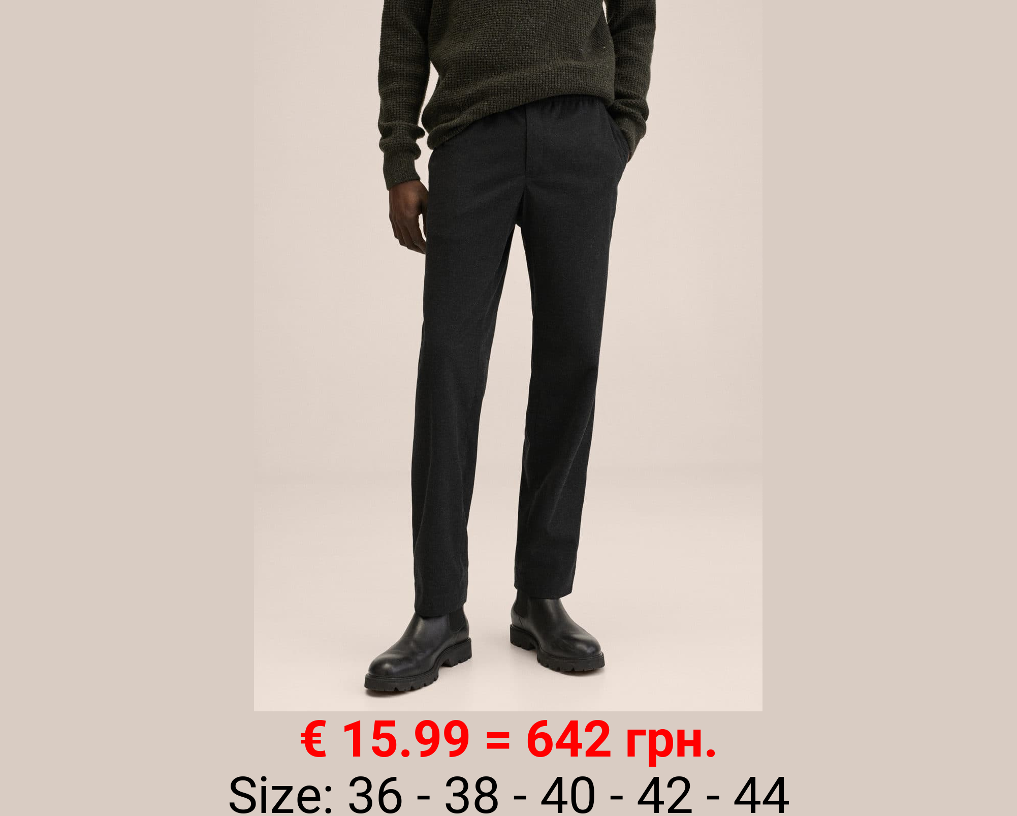 Pantalón recto cintura elástica