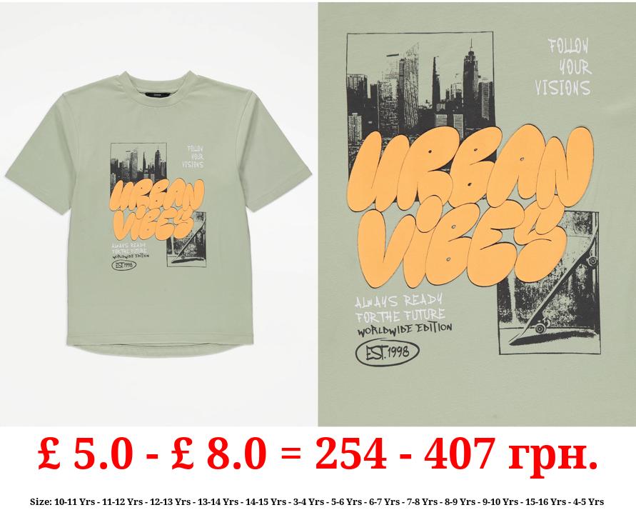 Sage Green Urban Vibes Graphic T-Shirt