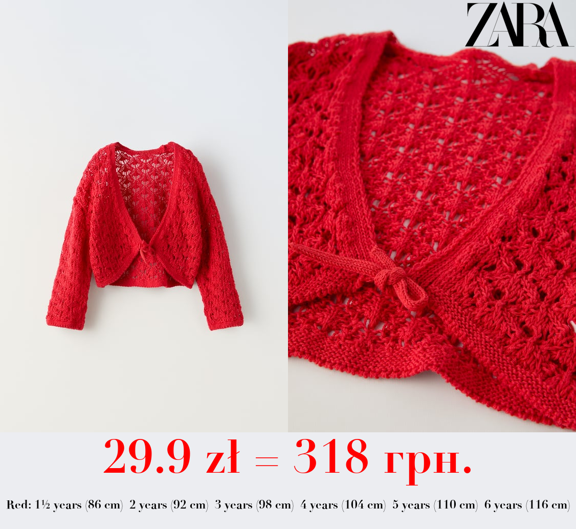 CROCHET KNIT CARDIGAN WITH BOW