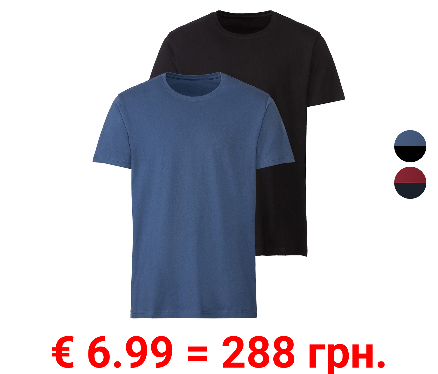 LIVERGY® Herren T-Shirts, 2 Stück, aus reiner Baumwolle