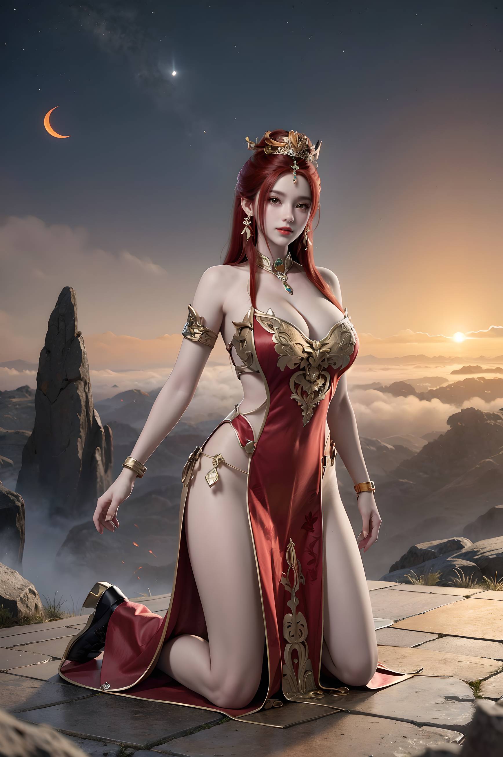 图片[8]-完美世界-曼珠沙华 户外红色礼服-六色网