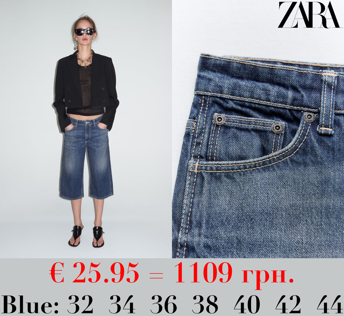 TRF DENIM BERMUDA SHORTS WITH ADJUSTABLE TABS