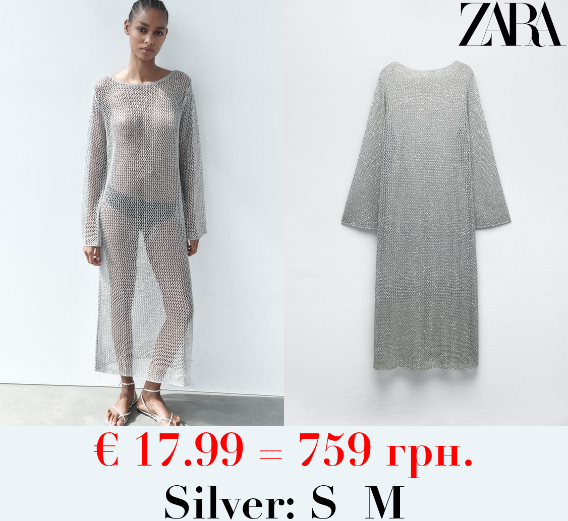 LONG METALLIC MESH KNIT DRESS