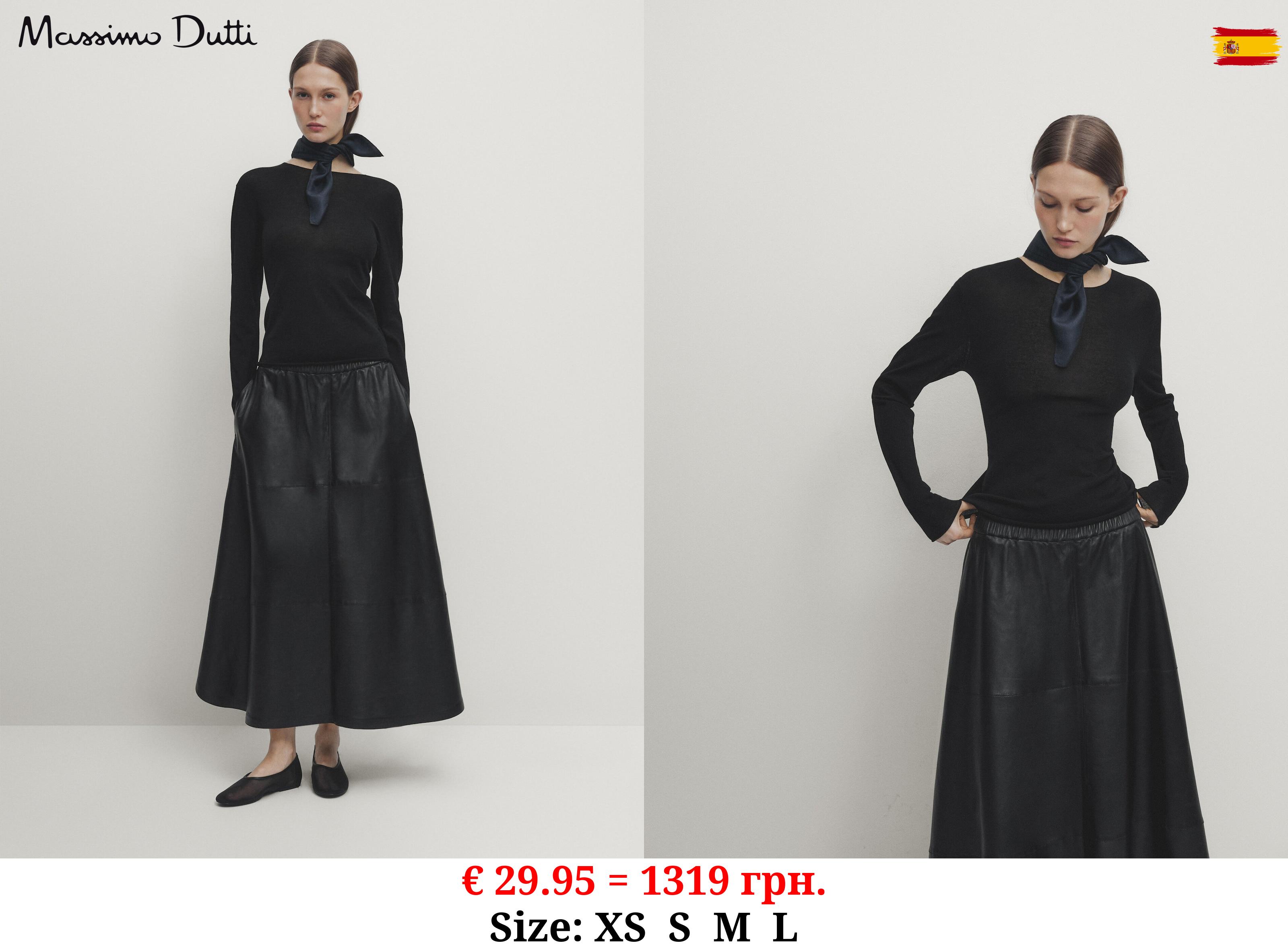 Extra fine knit crew neck sweater BLACK