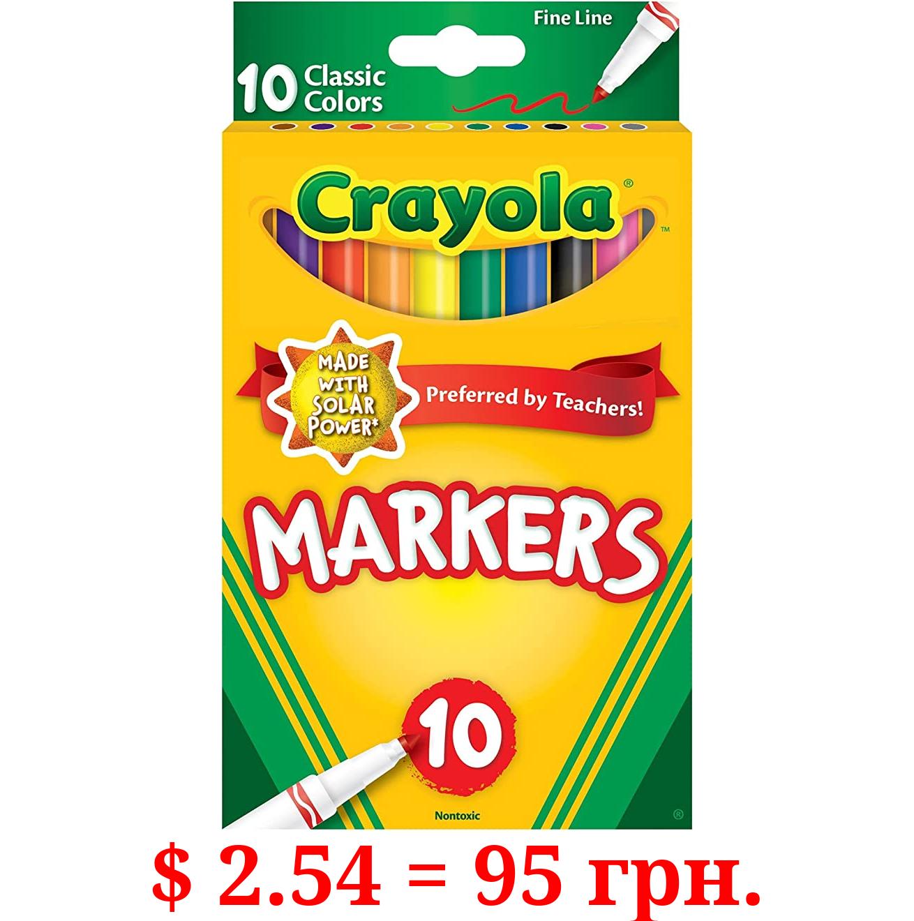 Crayola Original Marker Set, Fine Tip, Assorted Classic Colors, Set of 10