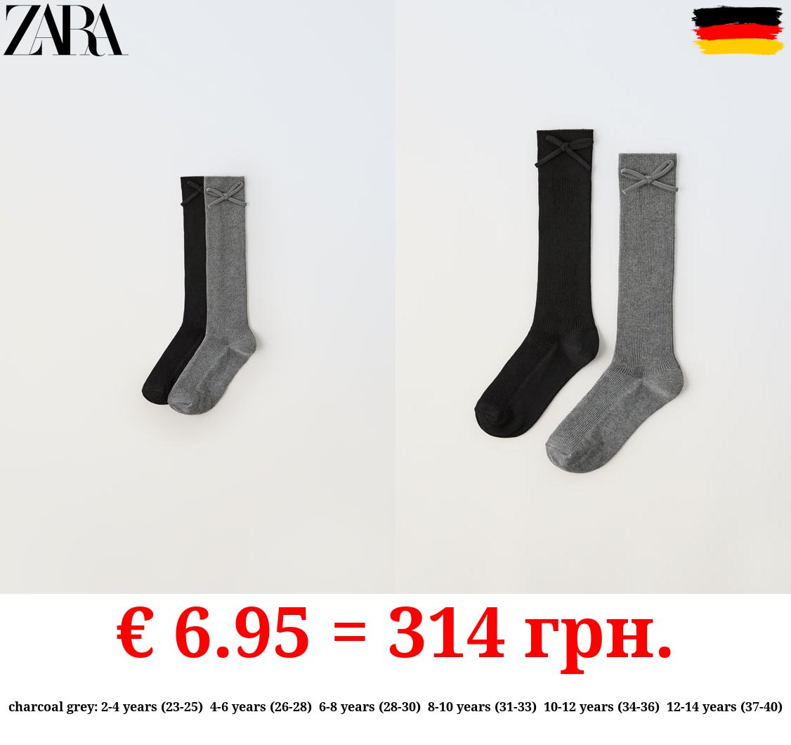 PACK OF TWO PAIRS OF LONG SOCKS WITH BOW