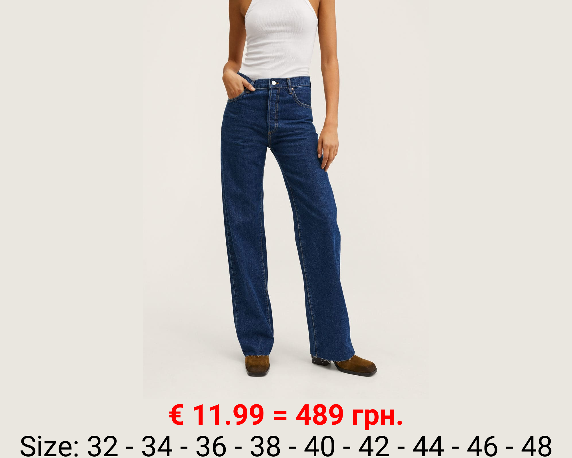 Jeans wideleg tiro alto