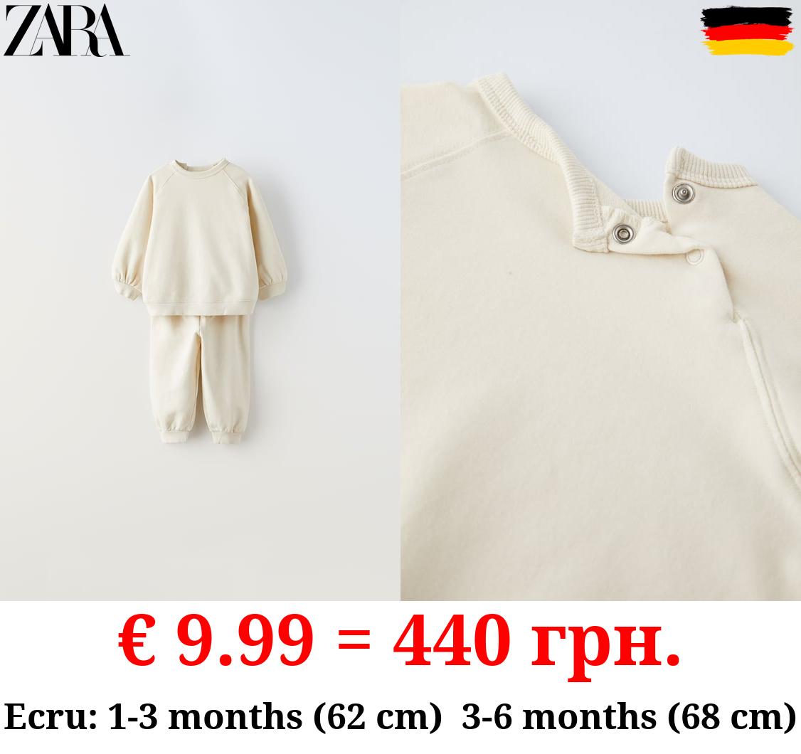 PLAIN PLUSH SWEATSHIRT AND TROUSERS CO-ORD