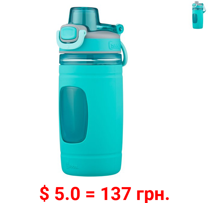 Bubba Kids Flo BPA-free Water Bottle with Silicone Sleeve Wide Mouth, 16 Oz, Aqua