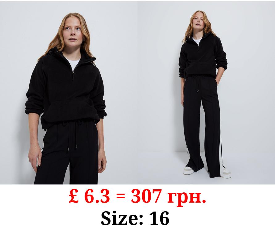 Black Toggle Fleece Hoodie