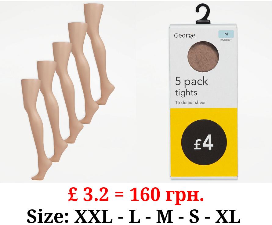 Hazelnut 15 Denier Sheer Tights 5 Pack