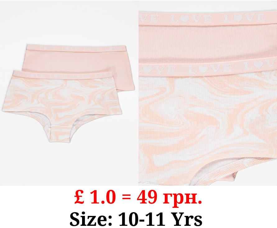Light Pink Ribbed Marble Shorts 2 Pack