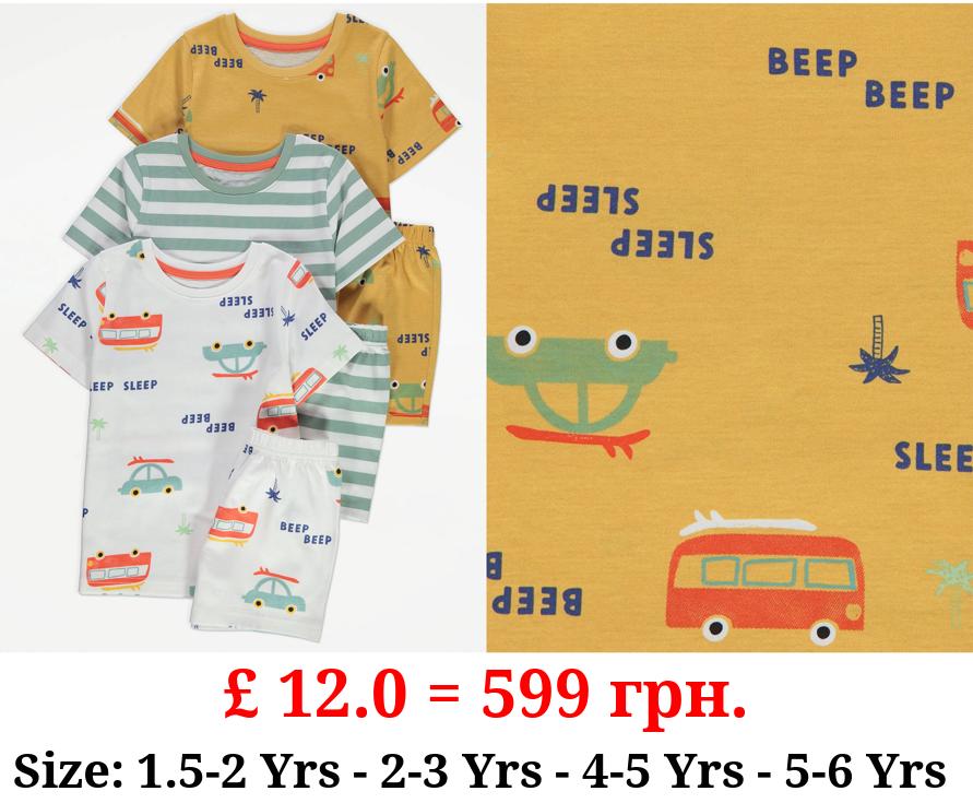 Campervan Short Pyjamas 3 Pack