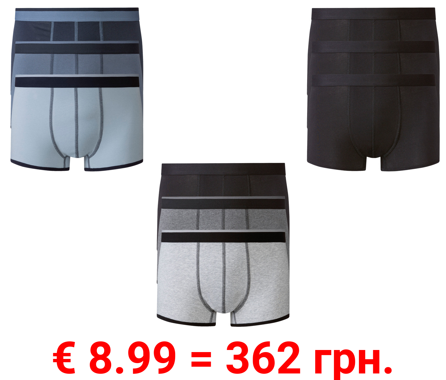 LIVERGY® Herren Boxer, 3 Stück, hoher Baumwollanteil