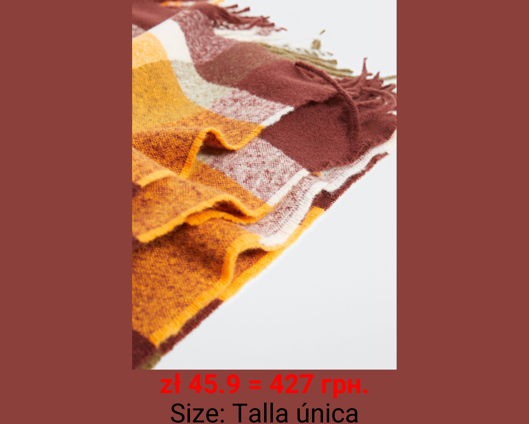 Bufanda cuadros flecos