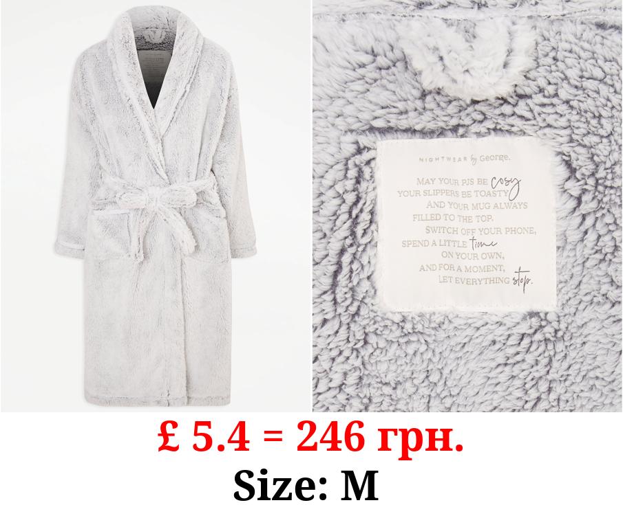 Grey Frosted Fleece Dressing Gown