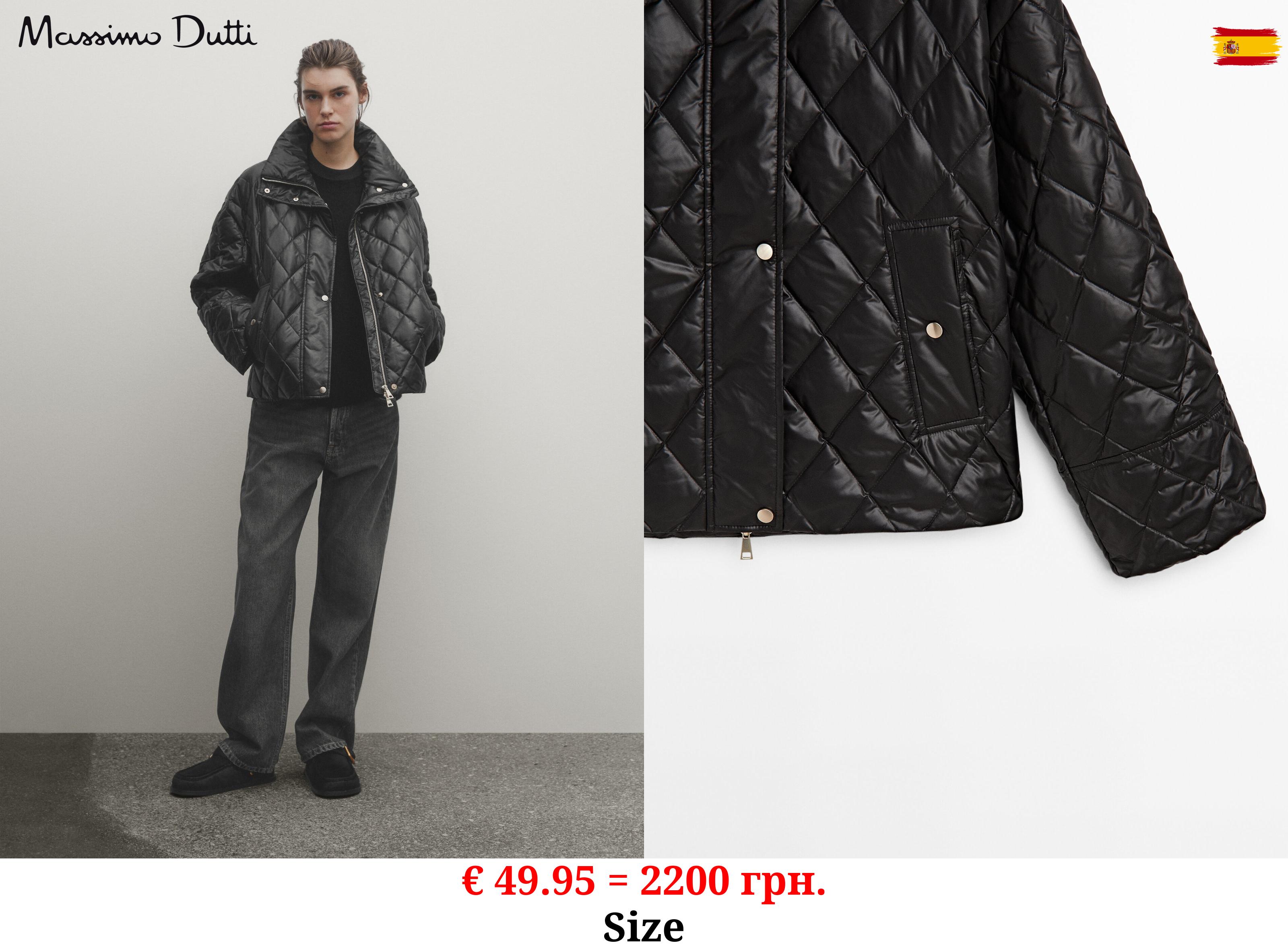 Diamond-pattern high neck jacket with down and feather padding BLACK