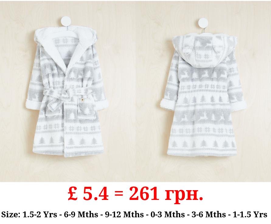 Billie Faiers Grey Fairisle Fleece Dressing Gown