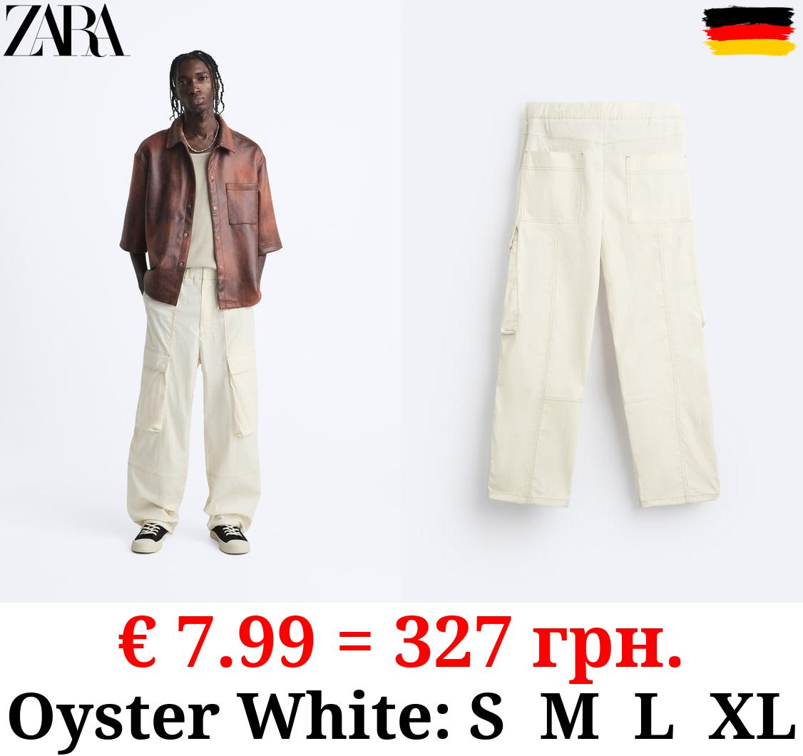 CARGO TROUSERS WITH CONTRAST TOPSTITCHING