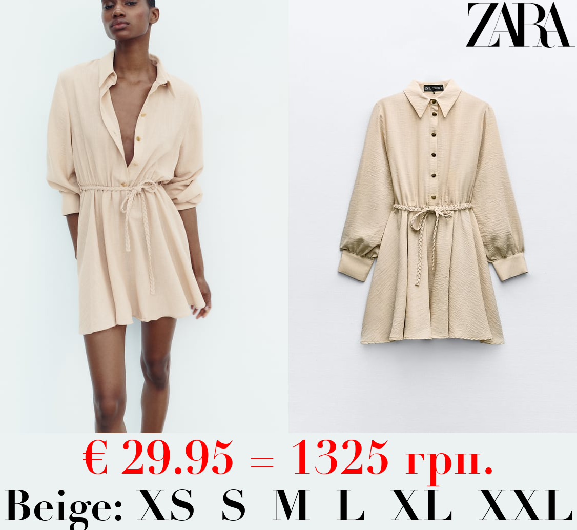 SHIRT DRESS WITH BRAIDED BELT