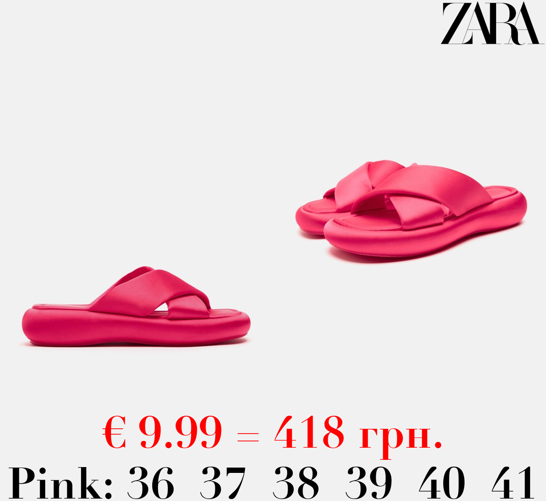 CRISS-CROSS FLAT FABRIC SLIDER SANDALS