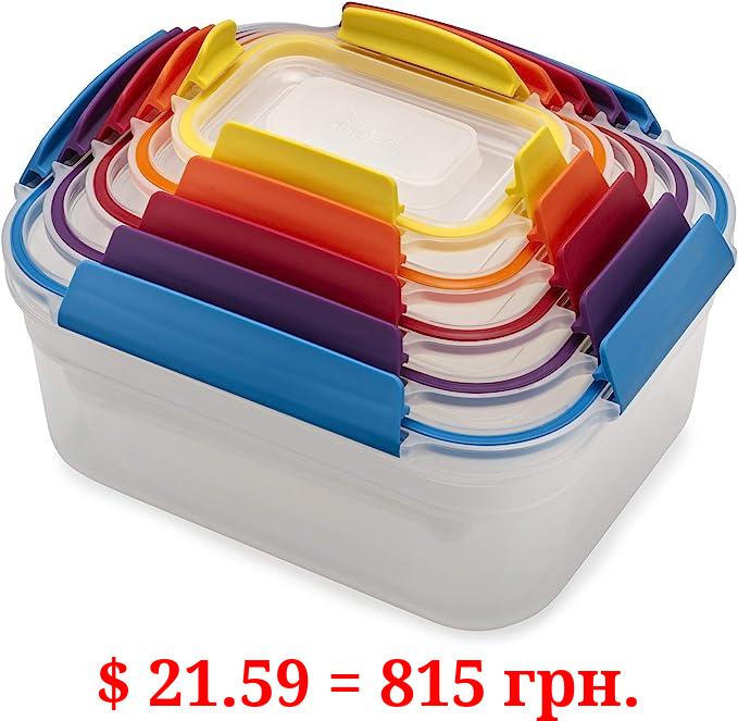 Joseph Joseph Nest Lock Plastic BPA Free Food Storage Container Set with Lockable Airtight Leakproof Lids, 10-Piece, Multi-Color