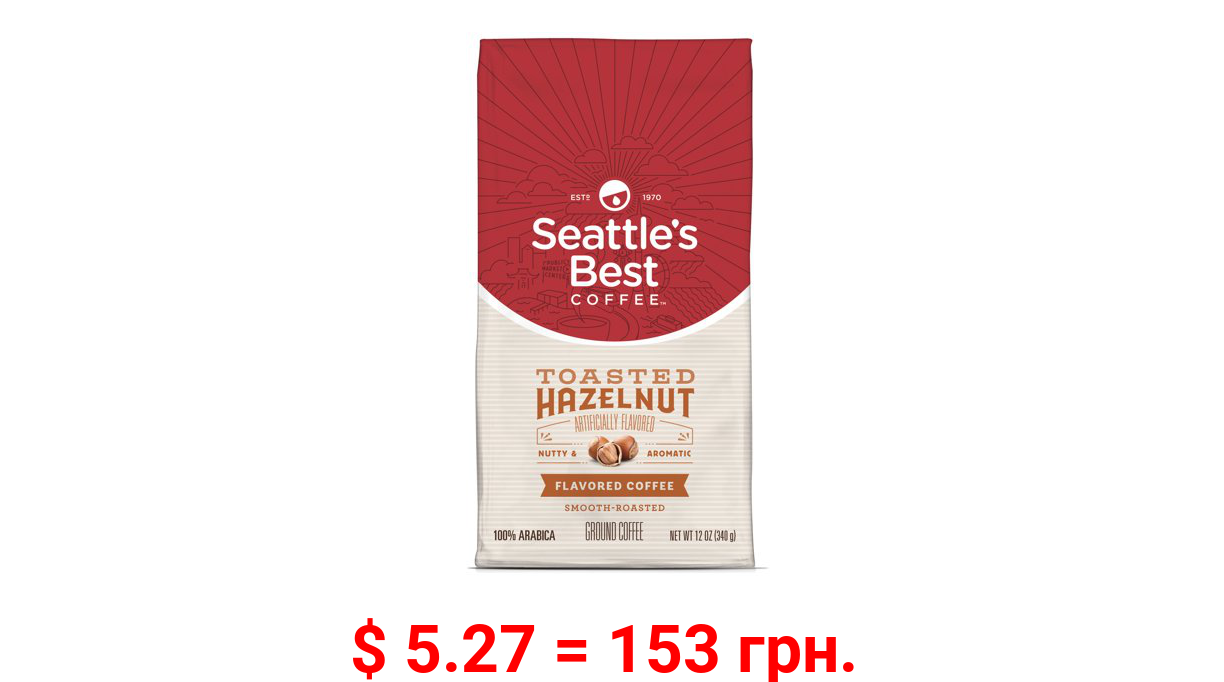 Seattle's Best Coffee Toasted Hazelnut Flavored Medium Roast Ground Coffee | 12 Ounce Bag
