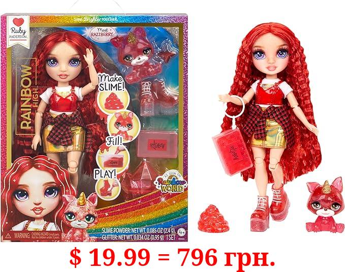 Rainbow High Ruby, Red with Slime Kit & Pet, 11" Shimmer Posable Fashion Doll with DIY Sparkle Slime, Magical Yeti Pet, Fun Play Accessories, Great Toy Gift for Girls Kids Ages 4-12 Years