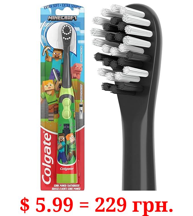 Colgate Kids Battery Powered Minecraft Toothbrush, Extra Soft Kids Battery Toothbrush with 1 AA Battery Included, Made for Ages 3 and Up, Features Easy On and Off Switch, Flat Lay Handle, 1 Count