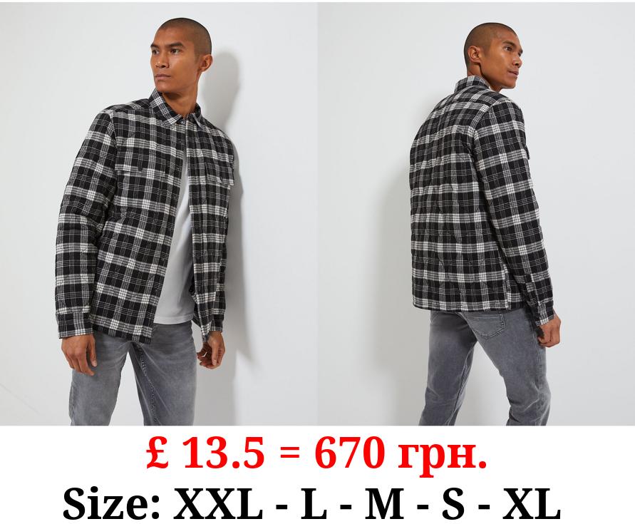 Black Checked Quilted Shacket