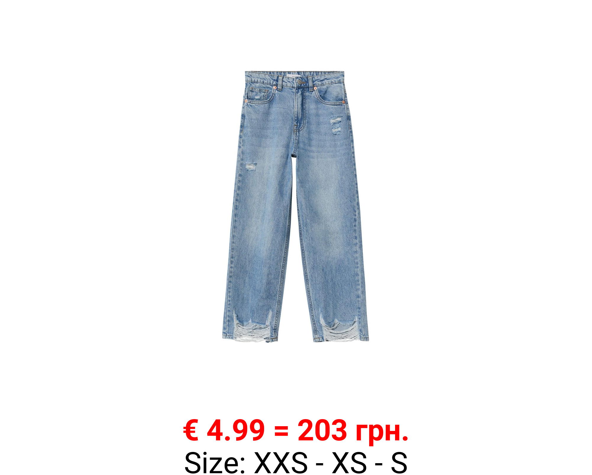 Jeans rectos bajo deshilachado