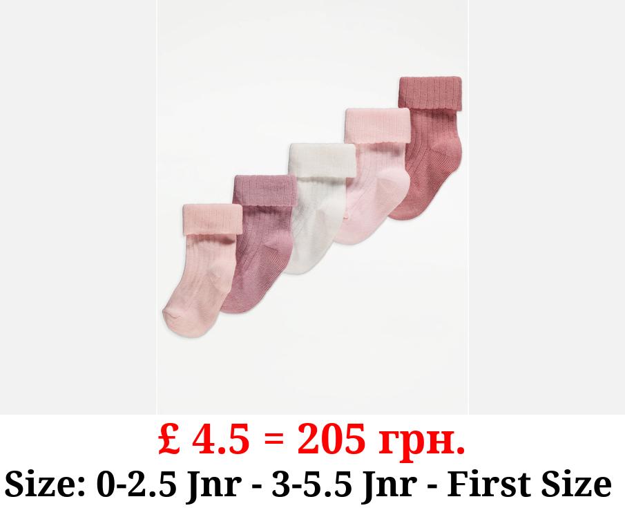 Pink Ribbed Socks 5 Pack