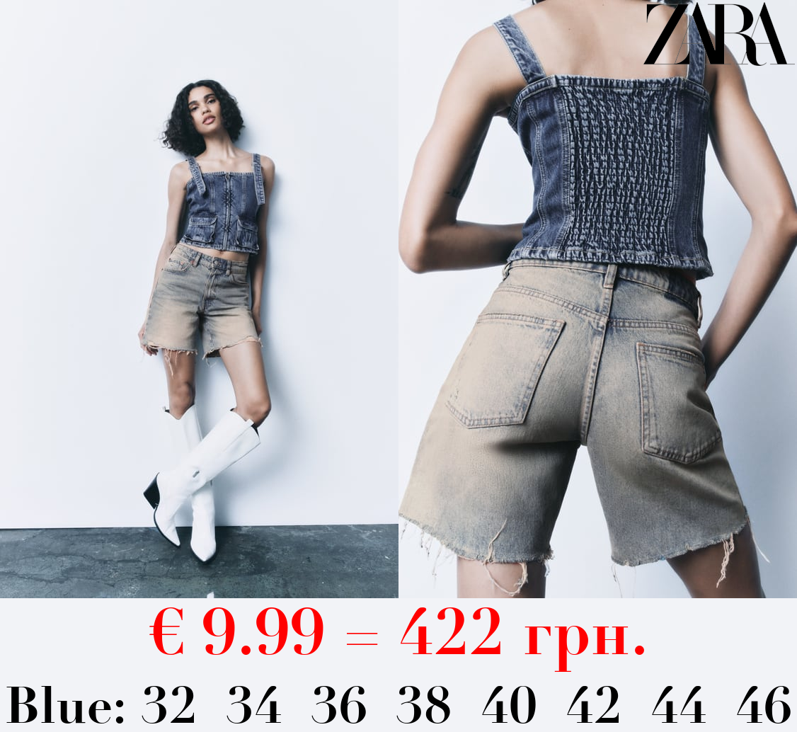 LOOSE FIT DENIM TRF BERMUDA SHORTS