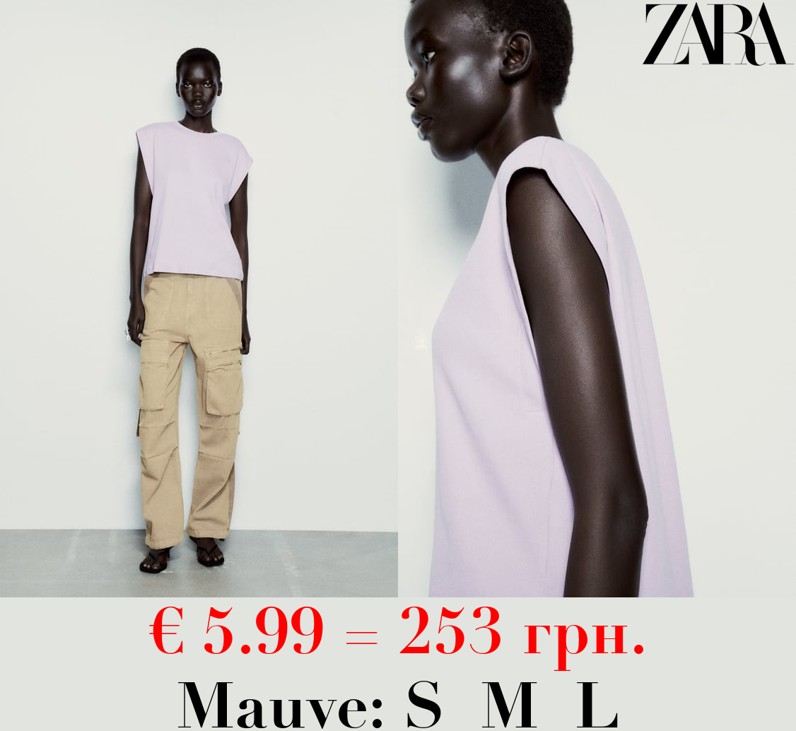 RIBBED DROP SLEEVE T-SHIRT