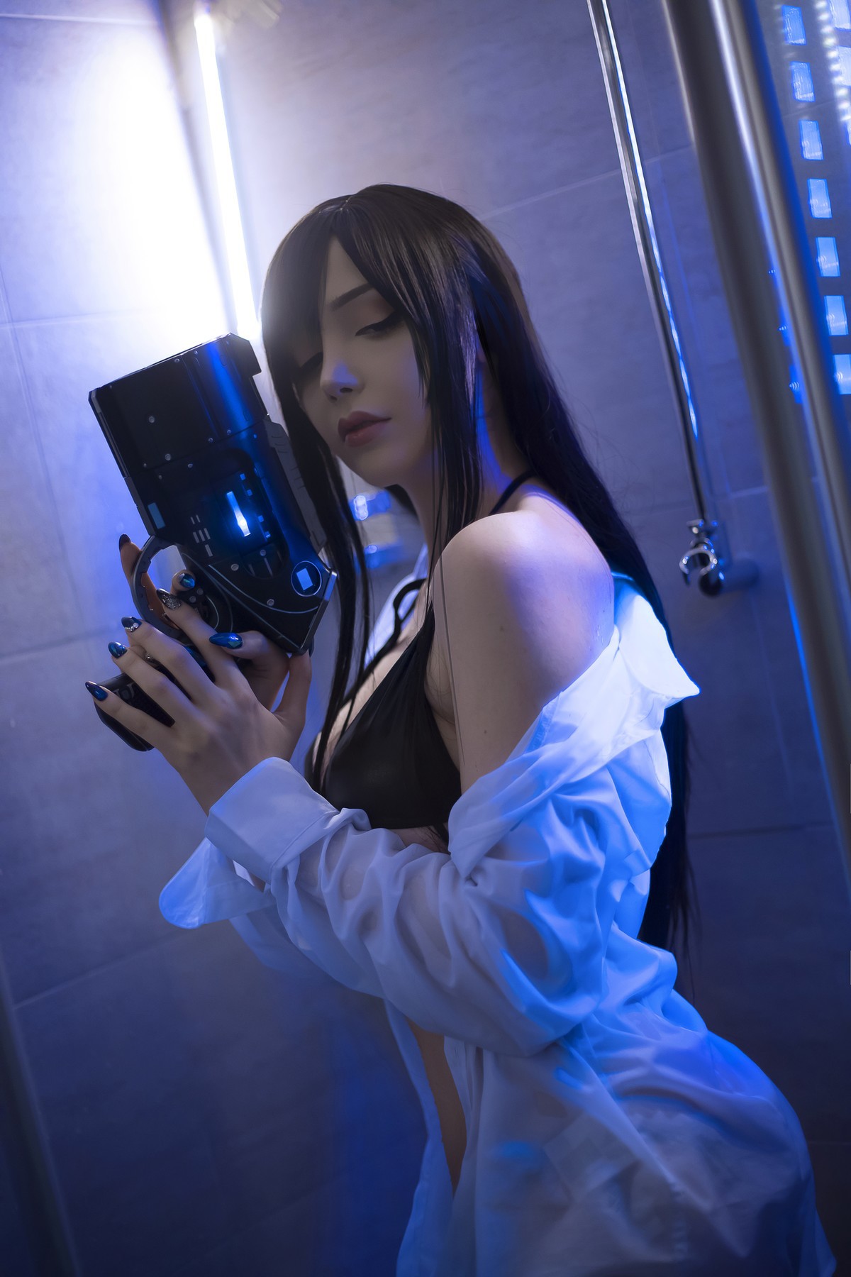 Cosplay Sayathefox 白毛狐狸 浴室诱惑 15