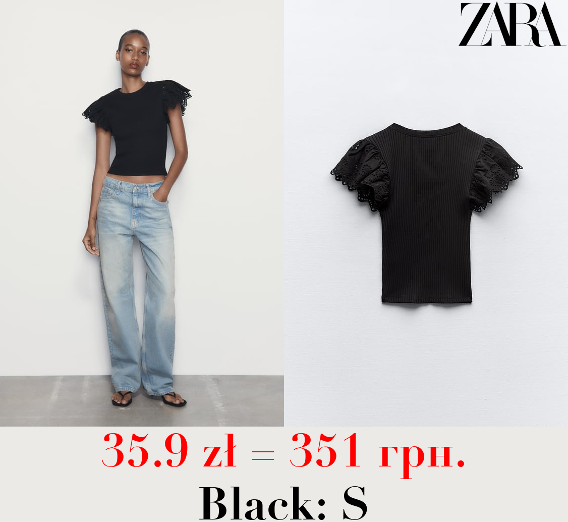 RIBBED TOP WITH CROCHET RUFFLE DETAILS