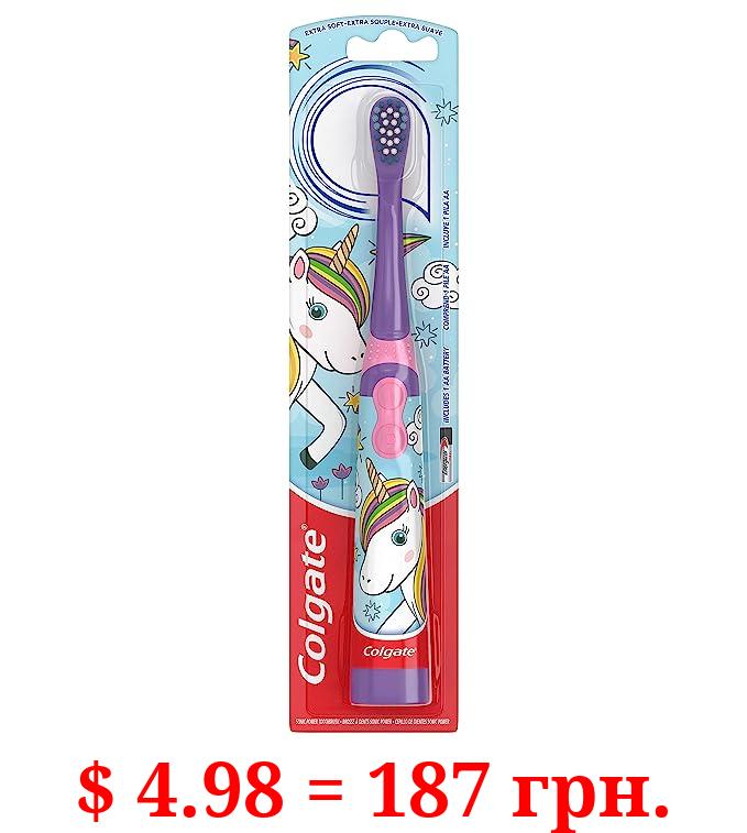 Colgate Kids Battery Powered Toothbrush, Unicorn, Extra Soft Toothbrush, Ages 3 and Up, 1 Pack