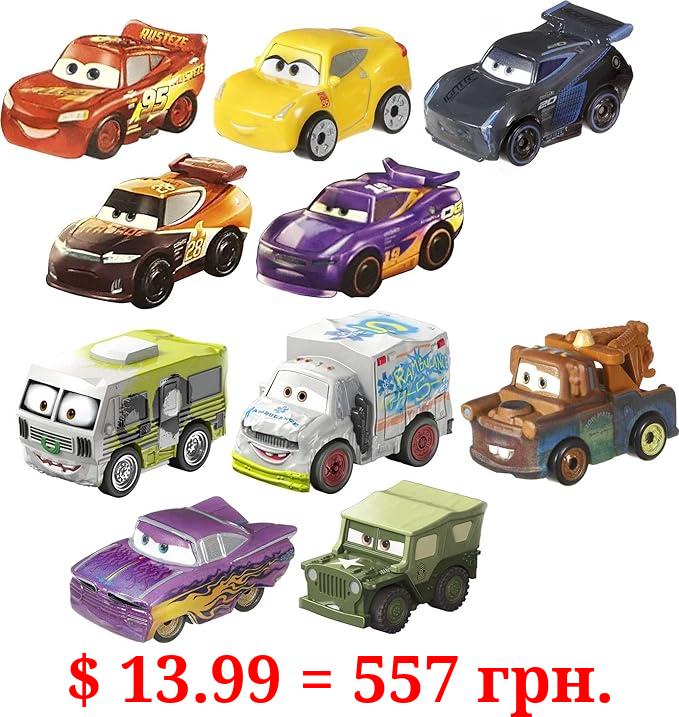 Mattel Disney and Pixar Cars Mini Racers Set of 10 Mini Toy Cars & Trucks, Collectibles Inspired by Mattel Disney Movies [Styles May Vary] (Amazon Exclusive)