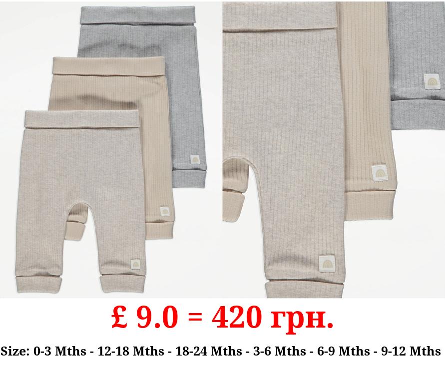 Neutral Ribbed Leggings 3 Pack