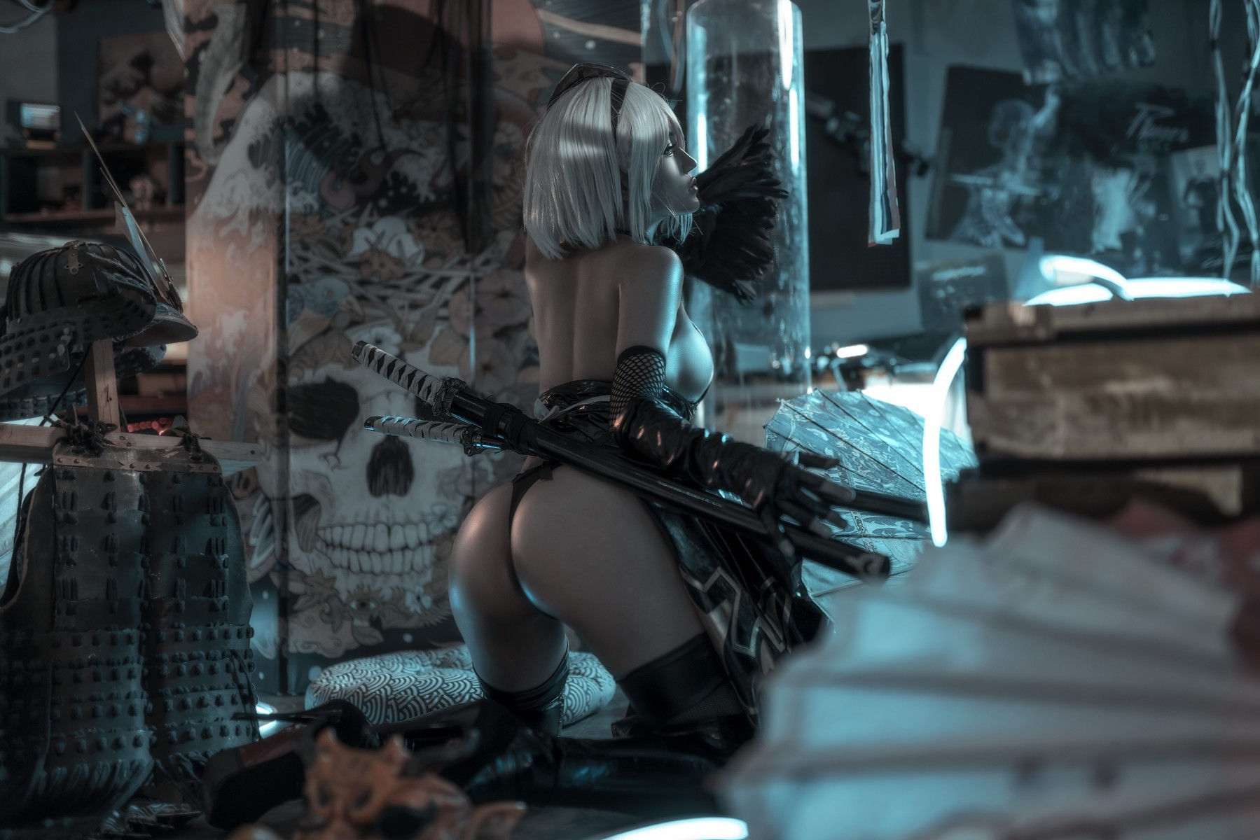 Cosplay 一笑芳香沁 忍者2B Nier 16