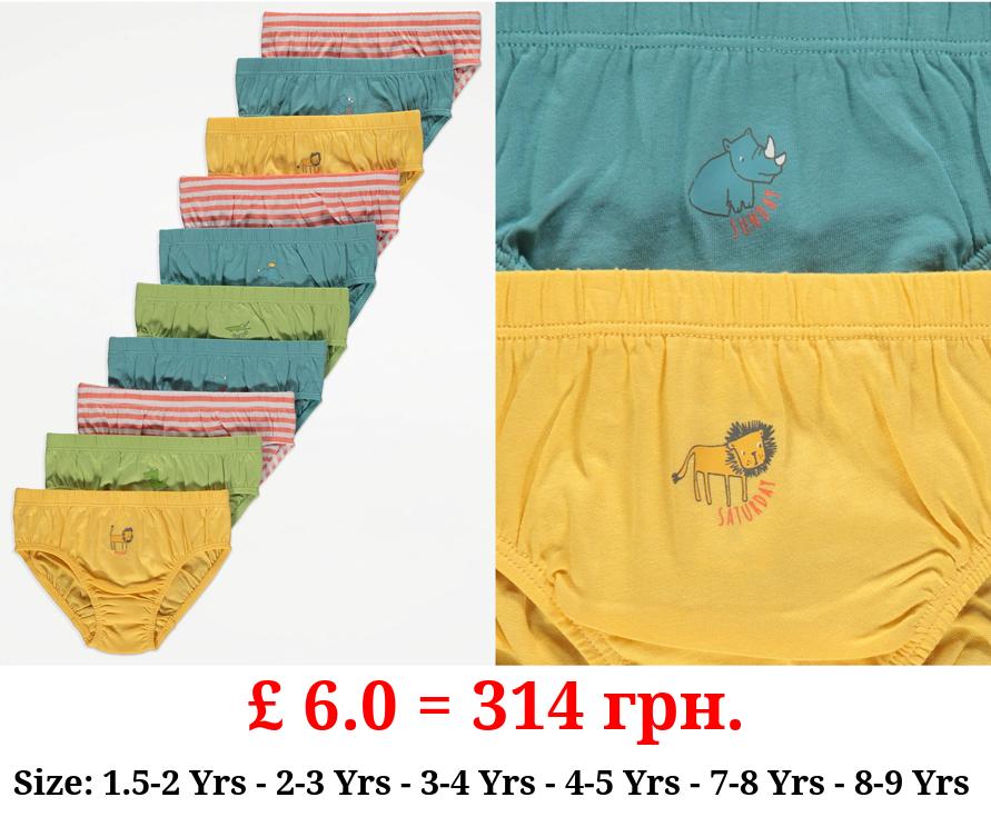 Bright Animal Days of the Week Briefs 10 Pack