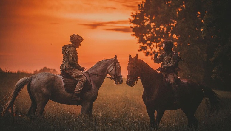 Two soldiers on horse