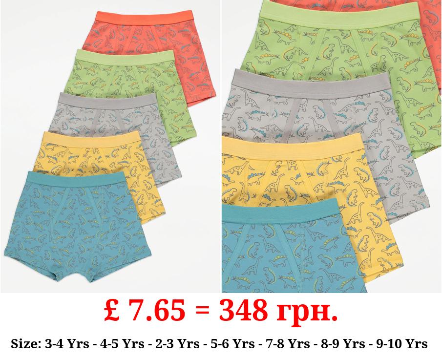Teal Dinosaur Print Trunks 5 Pack