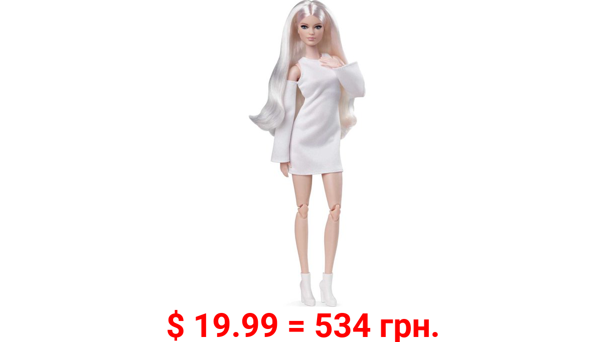 ​Barbie Signature Barbie Looks Doll, Tall, with Blonde Hair wearing White Dress