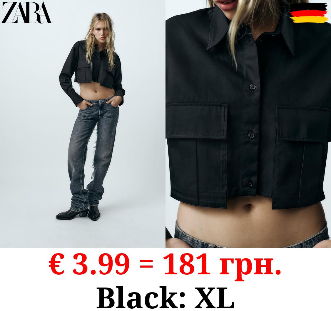 GABARDINE FABRIC CROPPED SHIRT