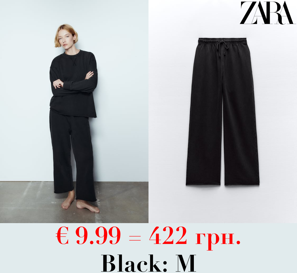 FADED-EFFECT PLUSH TROUSERS