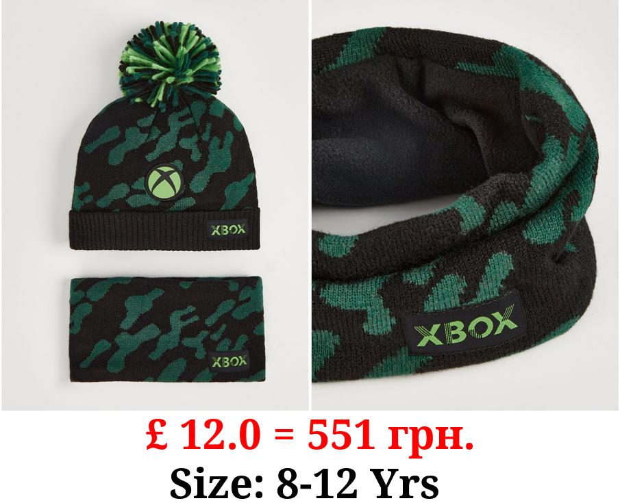 Xbox Camouflage Print Hat and Snood Set