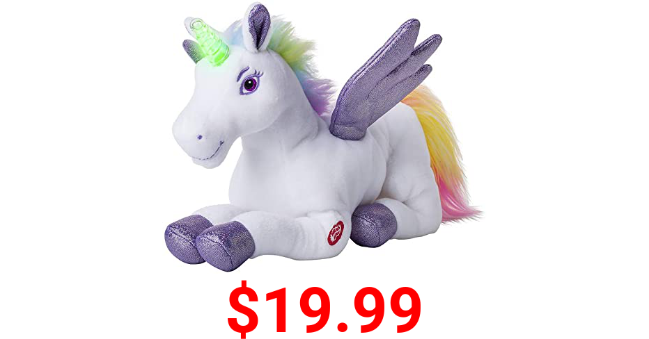 Unicorn Stuffed Animal with Flapping Wings - Musical Plush Unicorn Toy with Magical Lights and Sounds (Purple)