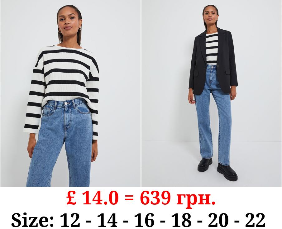 White Striped Boxy Jumper